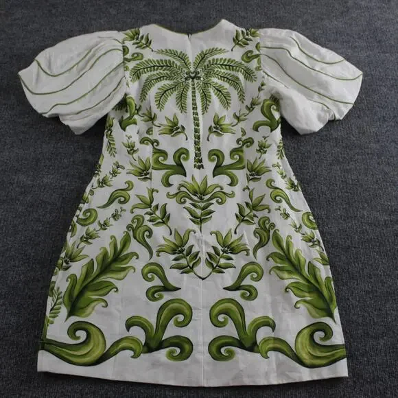 Farm Rio Dress Womens Small Milani Printed Linen Mini Tropical Boho Chic Playful - Picture 7 of 15